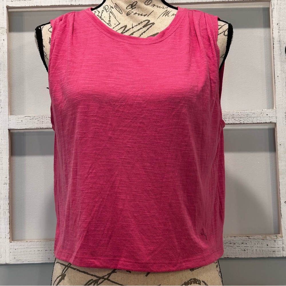 JoyLab Cropped Pink Muscle Shirt  Pin-tucked Shoulders Loose Fit Casual Size XS